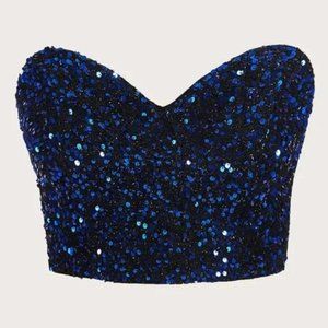 SHEIN Plus Sequin Tube Top Navy Blue NWOT